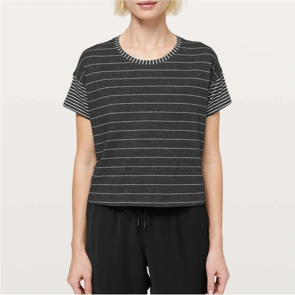Lululemon Cates Tee Short Serve Stripe Heathered Modern Stripe